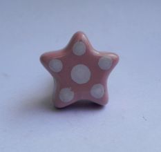 Pink Dotted Star Ceramic Knob