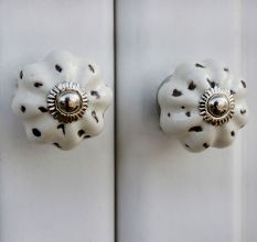 Cream Etched Medium Knob