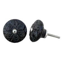 Black Wheel Flower Knob