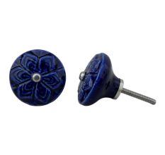 Navy Wheel Flower Knob