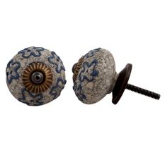 Slate Blue Crackle Cabinet Ceramic Knob