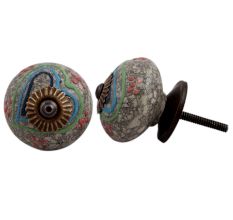 Colorful Hearts Crackle Cabinet Ceramic Knob