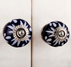 Navy Blue Etched Ceramic Knob-09