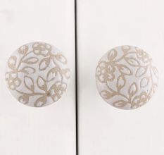 White Etched Flat Knob