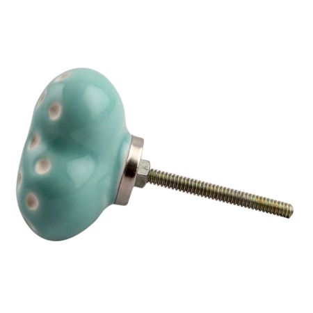Sea Green Heart Etched Ceramic Drawer Knob