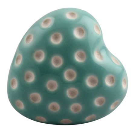 Sea Green Heart Etched Ceramic Drawer Knob