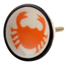 Orange Crab Ceramic Drawer Knob