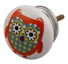 Orange Owl Ceramic Flat Drawer Knob Online