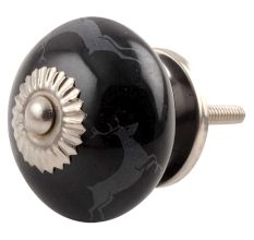 Black Running Rein Deer Ceramic Dresser Knob Online