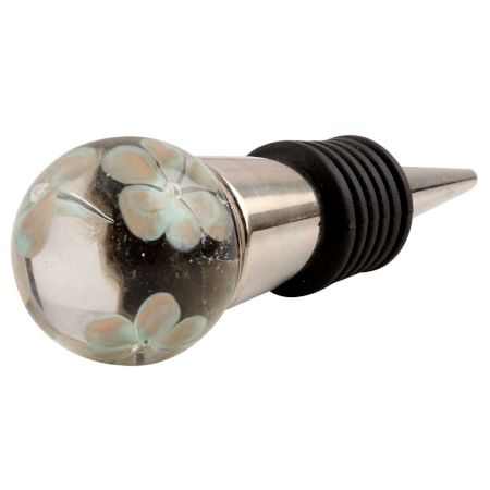 Sage Green Inside Flower Glass Wine Stopper