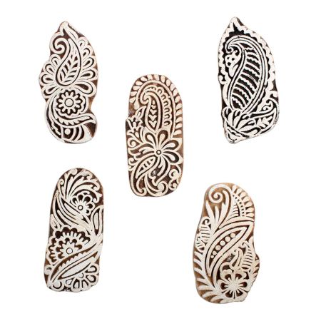 Set of 5 Piece New Mix Wooden Printing Block