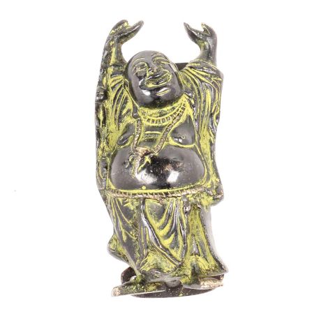 Vintage Brass Green Laughing Buddha Door Handle