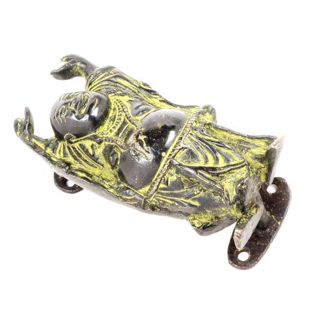 Vintage Brass Green Laughing Buddha Door Handle