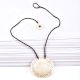 Engraved Circular White Shell Pendant With Black Cord