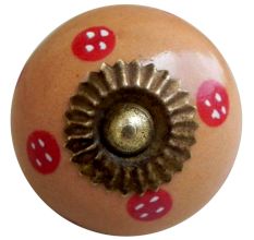 Camel Red Dotted Round Knob