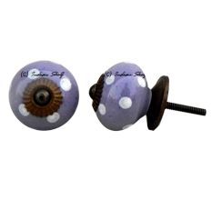 Purple White Polka Ceramic Knob