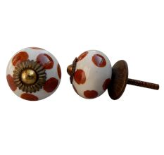 Brown Polka Dot Ceramic Knob