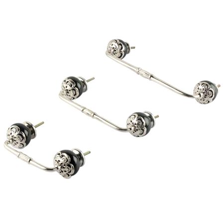 Strewn Black Ceramic Bridge Handle