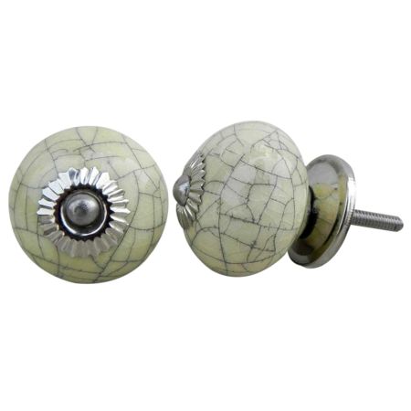 Light Yellow Crackle Ceramic Dresser Knob