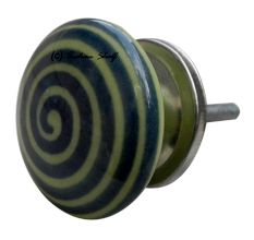 Green Striped Flat Knob