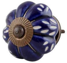 Royal Blue Engraved Melon Knob