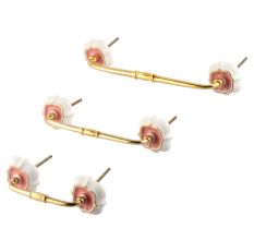 Pink Solid Gold Line Ceramic Bridge Handles