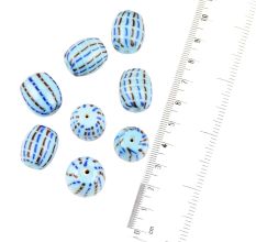 Blue Loose Jewelry Glass Beads Breaking Lines Texture (12 in Pack)