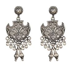 92.5 Sterling Silver Earrings Peacock Embellished Pretty Hanging  Ghungroos Silver Earrings Online