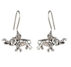 92.5 Sterling Silver Earrings Elephant With Trunk Up Hook Silver Earring Online