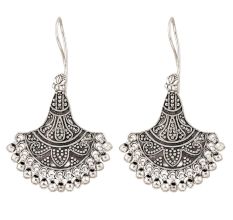 92.5 Sterling Earrings Long Drop Oxidized Jhumka Earrings