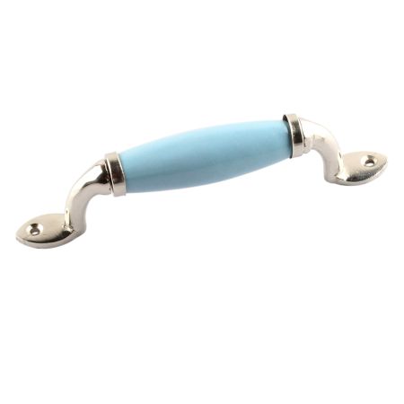 Turquoise Small Ceramic Silver Door Handles