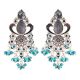 92.5 Sterling Silver Earrings Turquoise Stone Studded Beaded Classic Drop Earrings