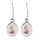 92.5 Sterling Silver Earrings Long Oval Shaped Moonstone Bezel Set Drop Earrings
