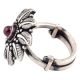 Floral Leaves Oxidized  92.5 Sterling Silver Ring Adjustable With Amethyst Stone For Women (Free Size)