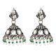 Pyramid Shaped 925 Sterling Silver Jhumki Earrings With Onyx Beads And Amethyst Stud