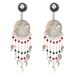 Dream Catchers 92.5 Sterling silver Earrings Oxidized Green Peridot Red Chalcedony And pearl Beads