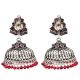 92.5 Sterling Silver Earrings Mogul style Jhumki With Amethyst Stone And Red Jasper Tassel Beads