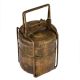 Brass Tiffin Box With Two Containers And Brass Strap Frame