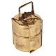 Traditional Brass Tiffin Box With  Hammered Two Container Brass Strap Frame