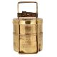 Traditional Brass Tiffin Box With  Hammered Two Container Brass Strap Frame