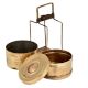 Traditional Brass Tiffin Box With  Hammered Two Container Brass Strap Frame
