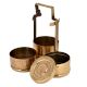 Brass Three Tier Brass Tiffin Box With Thick Frame And Locking System