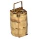 Golden Brass Tiffin Box With Three Compartments With Traditional Lock