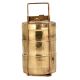 Golden Brass Tiffin Box With Three Compartments With Traditional Lock