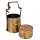 Brass Tiffin Box Flowers Engraved Three Containers And Thick Brass Frame