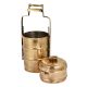 Handmade Brass Tiffin Box Four Container Thick Metal Frame Knob