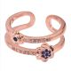 Adjustable92.5 Sterling Sliver Toe Ring Tanzanite Studded floral Delight With Rose Gold Polish (Pair)