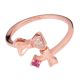 Bowtie 92.5 Sterling Silver Toe Ring American Diamond Pink Tourmaline Studded Gold Polish Bichuas (Pair)