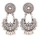 Floral Chandballi 92.5 Sterling Silver Earrings With Engraved Design And Silver Bead Hangings