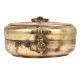 Round Brass Tiffin Box With Lid Heart Carving With Latch